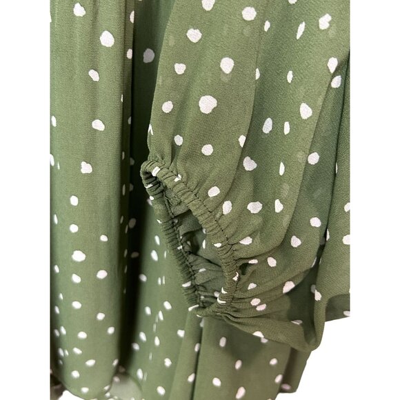 DR2 Daniel Rainn Green Polka Dot Long Sleeve Blouse 2X - Picture 3 of 6
